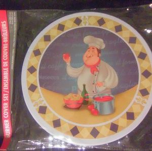 Vintage chef set of 2 burner covers.